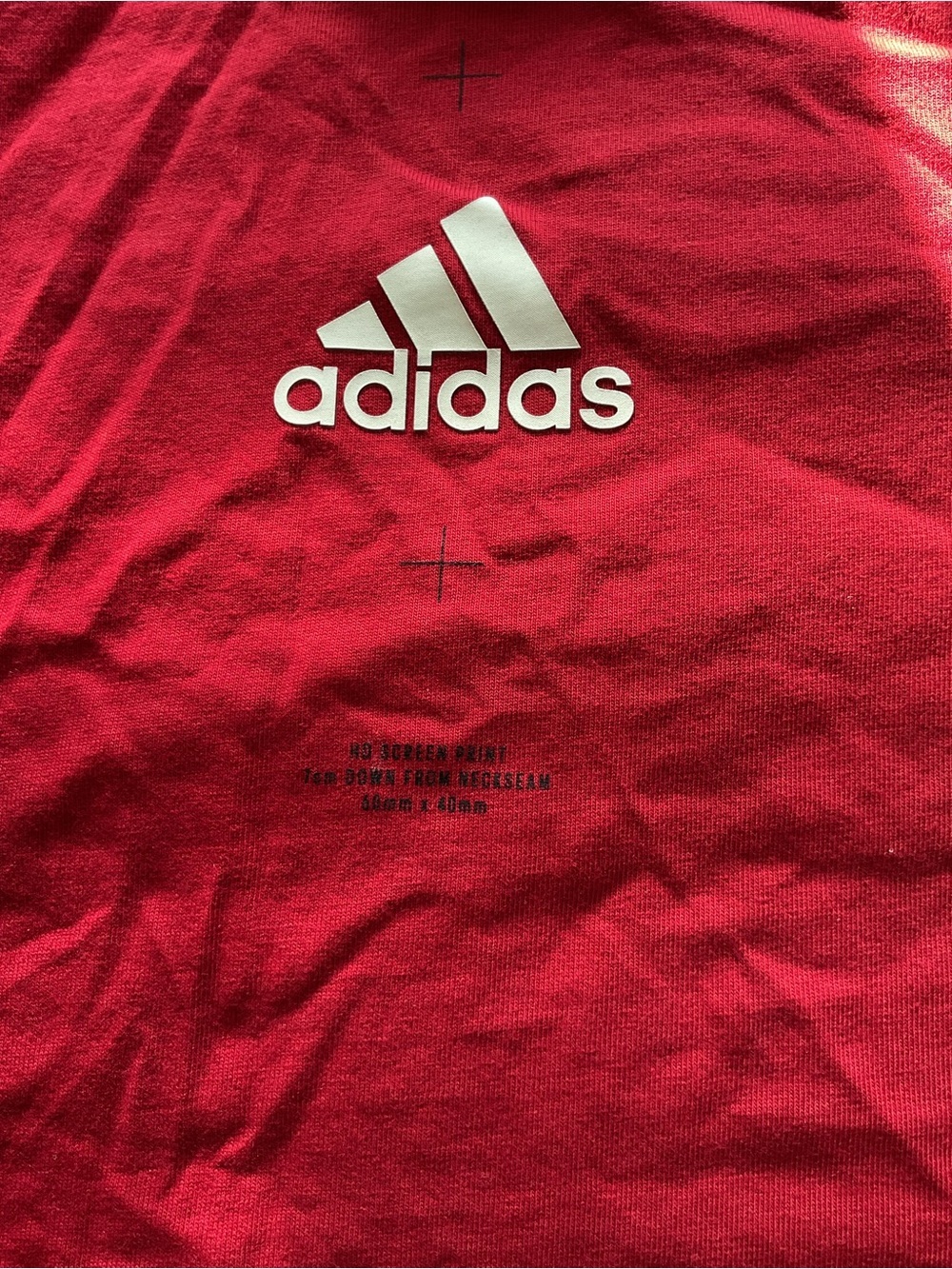 adidas Men’s Red Crew Tee with White Logo - Picture 3 of 9